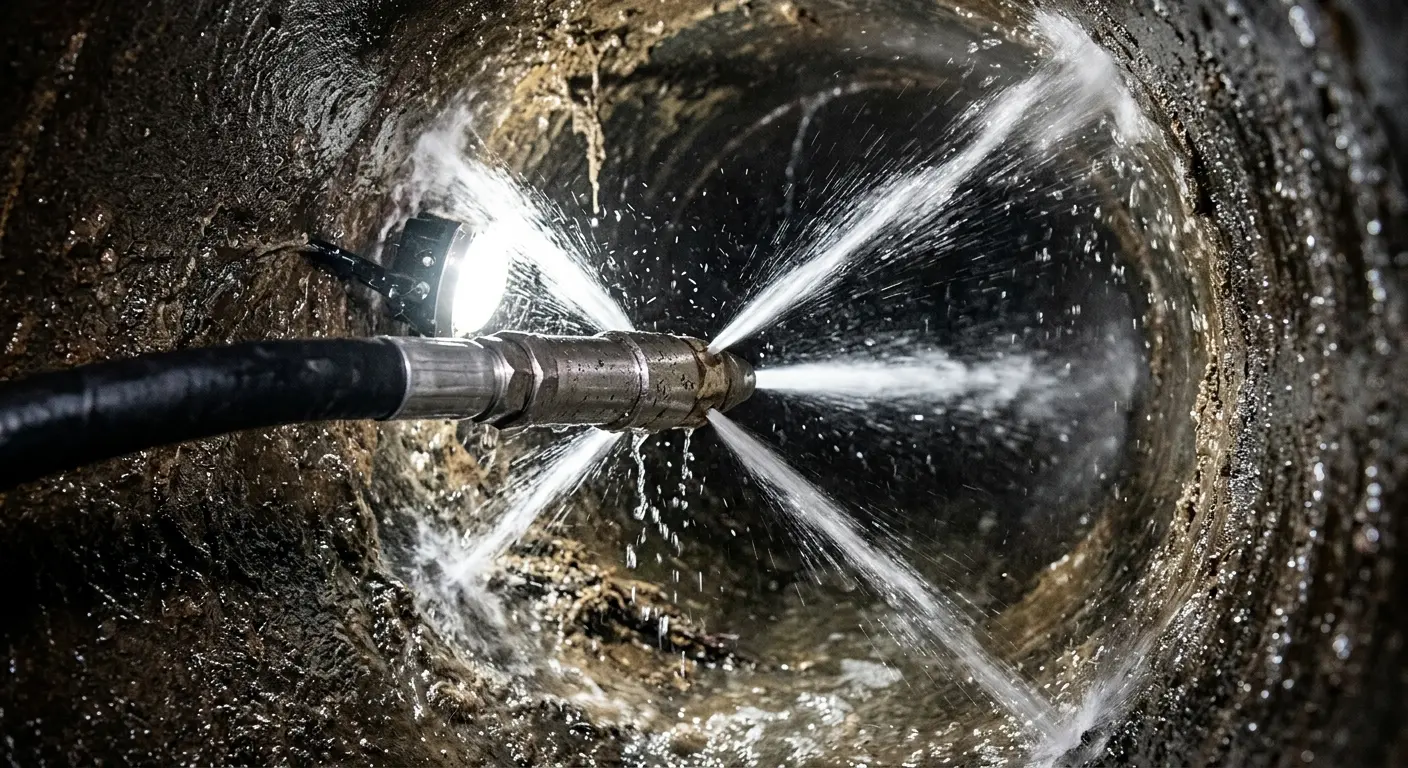 High-pressure hydro jetting nozzle cleaning sewer pipe for Storm Drain Cleaning in Hardeeville